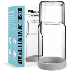 Bedside Water Carafe And Glass Set Nightstand Glass Bedside Carafe With Cup - Picture 1 of 6