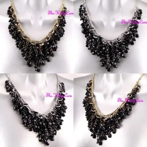 Black Waterfall Exotic Ethnic Arabic Bedouin Berber Tassels 'V' Fringe Necklace - Picture 1 of 9