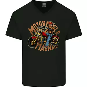 Moto Locura Motorista Hombre Cuello En V Algodón Camiseta - Imagen 1 de 3