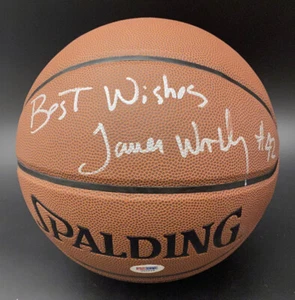 James Worthy FIRMADO Spalding E/S NBA Baloncesto HOF Lakers PSA/ADN AUTOGRAFIADO - Imagen 1 de 3