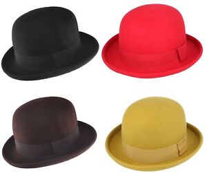 Soft Crushable  Bowler Hat 100% Wool Satin Lined  4 Colours, Sizes 56 to 59cm