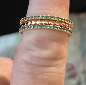 New Ring Bomb Party Farmhouse Unicorn Rbp 2283 Emerald Green Rose Gold PlateSz 8 - Picture 1 of 3
