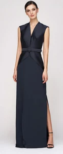 Kay Unger Bronwyn Belted Column Gown Dress  Sz 8  $385   navy   *1576  no belt - Picture 1 of 4