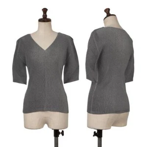 PLEATS PLEASE Mist Pleated V-neck T shirt Size 3(K-151489) - Picture 1 of 12