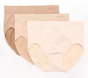 Breezies Sz MEDIUM Smooth Elegance Seamless Set of 3 Briefs BUFF A275799 - Picture 1 of 2