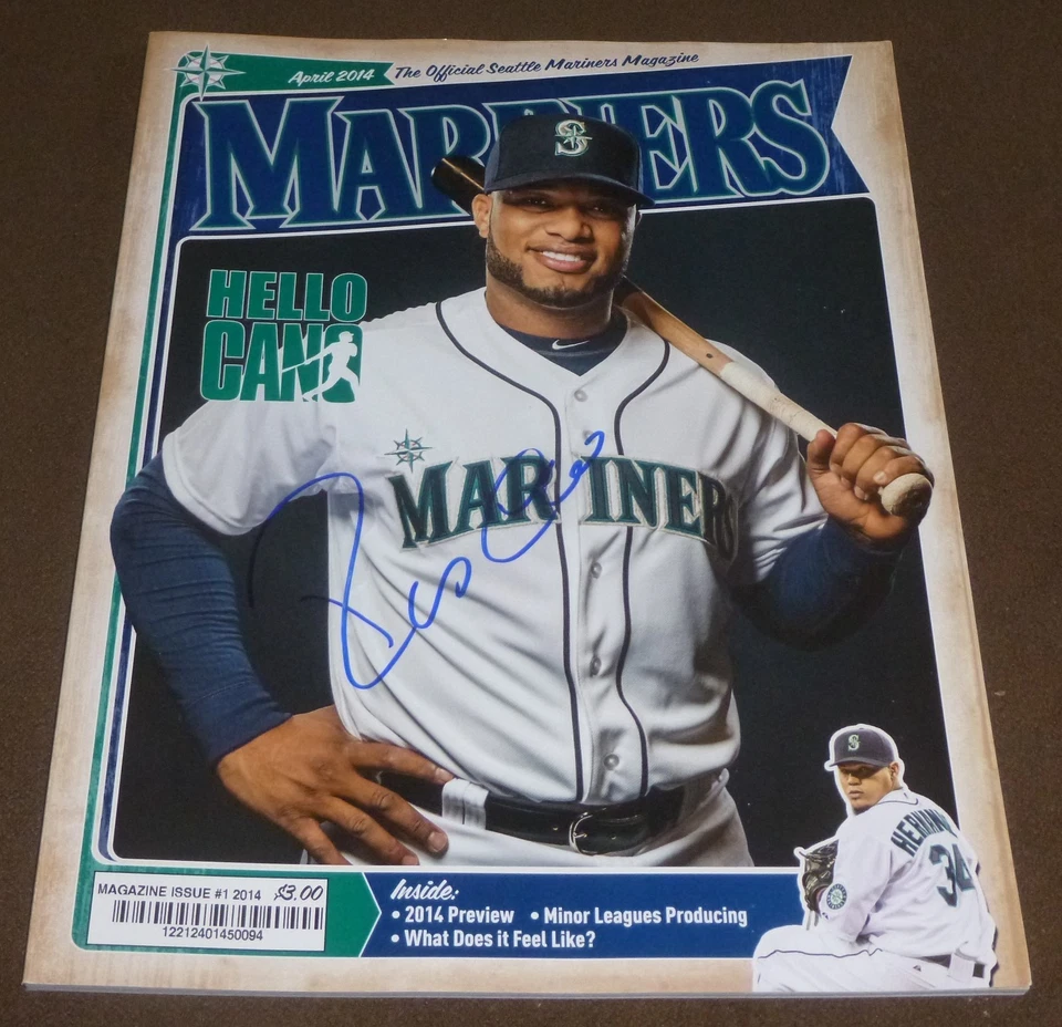 ROBINSON CANO SIGNED SEATTLE MARINERS MAGAZINE w/ PROOF! APRIL 2014 - Image 1 of 1