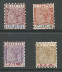 GIBRALTAR SG41,43,44&45 the 1898 QV 2d,4d,6d&1/- fresh LMM cat £144 - Picture 1 of 2