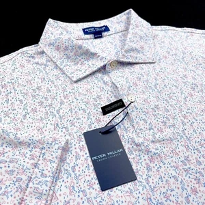 Polo Peter Millar Crown Artigianale Performance Swing Dance Stampa Bianca 2XL - Foto 1 di 12