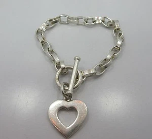 Plata Esterlina Mujer Corazón Dije Cadena TENIS Eslabón Pulsera 925 7,5 pulgadas - Imagen 1 de 6