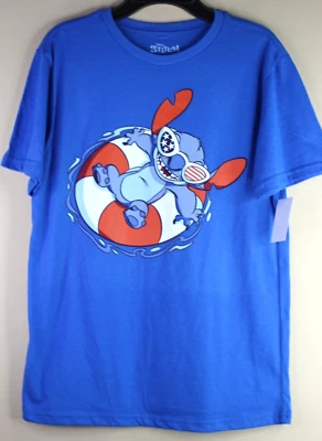 Disney Stitch Pool Float Patriot Boys Blue T-Shirt Size XL (14/16) - Image 1 of 4