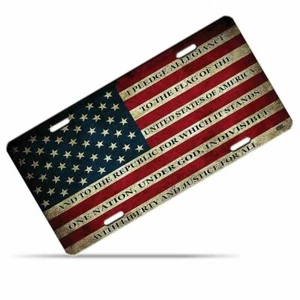 Zone Tech USA Flagge Nummernschild amerikanisches patriotisches Treueversprechen Stahl - Bild 1 von 7