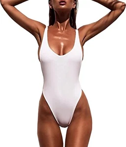Women’s White One Piece Swimsuit Swimwear Slimming Strap Backless Bathing Suit - Picture 1 of 3