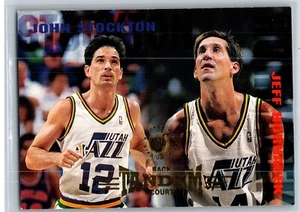 1995 Topps John Stockton, Jeff Hornacek Utah Jazz Tandem #277 - Picture 1 of 2