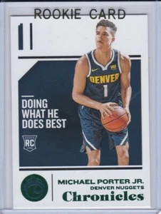 MICHAEL PORTER JR. ROOKIE CARD Denver Nuggets Basketball 2018 Panini Chronicles - Imagen 1 de 2