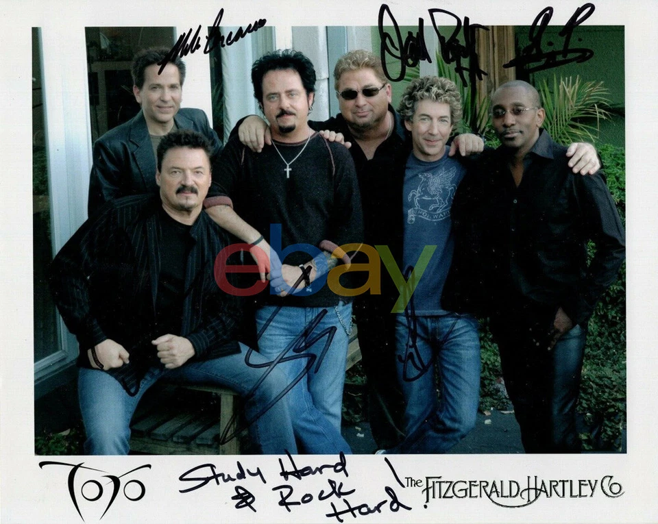 TOTO SIGNED 8x10 COLOR GROUP PHOTO ALL SIGNED ROCK LEGENDS reprint - Image 1 of 1