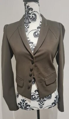 Женская кожаная куртка размер 8 Великобритании винтажный зеленый военный 100% кожи 100% шелк - Изображение 1 из 4