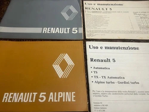 RENAULT 5 Alpine Manual De Uso Y Mantenimiento GORDINI ORIGINAL 4 Piezas - Imagen 1 de 4
