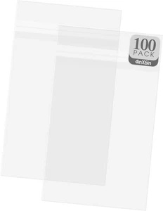 Golden State Art, 100 Pack Clear Bags for Mats, 4-3/4 x 6-1/2, - Picture 1 of 8