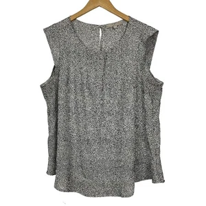 Ann Taylor Damenbluse Loft Größe 1X geometrisches Muster Schößchen Schlüsselloch Übergröße - Bild 1 von 6