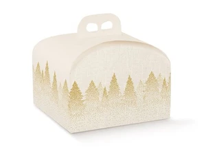 Maqa Panettone Dosen Weihnachten mit Griff 5 Stück Schneewald Gold Elegant - Bild 1 von 7