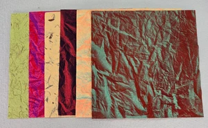 Papel de fibra hecho a mano 12x12 texturas y colores surtidos 6 hojas artesanías - Imagen 1 de 8
