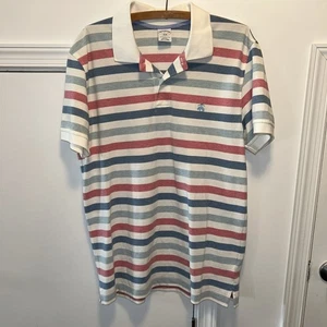 Brooks Brothers Polo Shirt Men's Size L Red White Blue Stripe With Logo, Slimfit - Picture 1 of 8