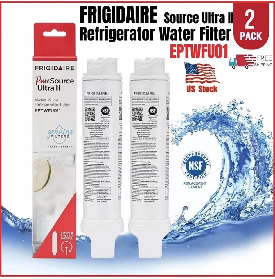 2-Pack Water Filter Fit for Frigidaire EPTWFU01, EWF02, Pure Source Ultra II NEW - Image 1 of 4