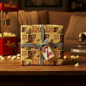 What's in the Box? Gift Wrap Brad Pitt Movie Fan Paper Se7en Parody - Picture 1 of 5