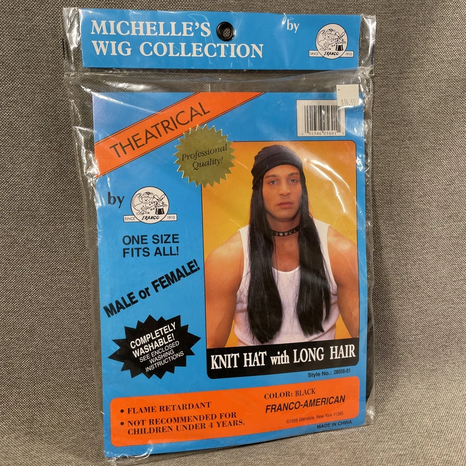 Colección Peluca Micheles Teatral Halloween Juegos con disfraces Sombrero Tejido con Pelo Largo Negro Foto 1 de 4