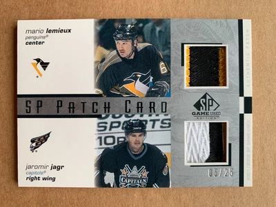 Jaromir Jagr Mario Lemieux 2001-02 Upper Deck UD SP Game Used Dual Patches /25 - Image 1 of 2