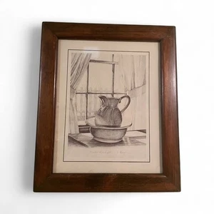 D Margon Winter Sunlight Framed Pencil Sketch of Pitcher & Bowl by Window (M3) - Picture 1 of 6