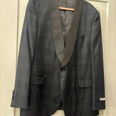 Chaqueta Esmoquin Peter Millar Cuadros Verde Azul Marino Lana 50 L Nueva Con Etiquetas Foto 1 de 4