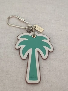 RARE Coach Leather Green Palm Tree Bag Purse Charm Fob Leather Keychain - Picture 1 of 3