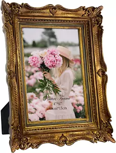 PHAREGE 4X6 Vintage Bronze Gold Picture Frame, 4 by 6 Ornate Antique Picture Fra - Picture 1 of 12