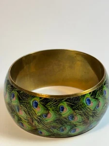 Bracciale Pavone Grosso Bracciale Rame Colorato e Immagine Stampata - Foto 1 di 11