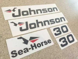 Johnson Sea Horse Outboard Motor Decal Kit 30 HP FREE SHIP + FREE Fish Decal!