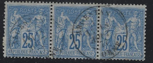 PRO-14-7-6: Cachet type 18 d'Argentan (Orne) sur n°bande de 3 du n°79 - Imagen 1 de 1