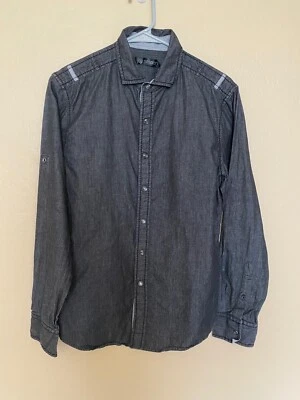 Smash Brand Casual Pearl Snap Dark Denim Shirt NWOT Epaulet/Red Stripe Sz S - Image 1 of 4