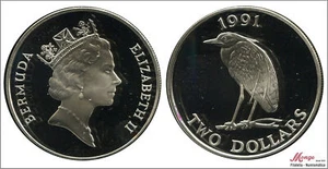 Bermuda 2 $ 1991 / Great Blue Heron / 28.28 Gr. Silver In Capsule PROOF KM00068 - Picture 1 of 1