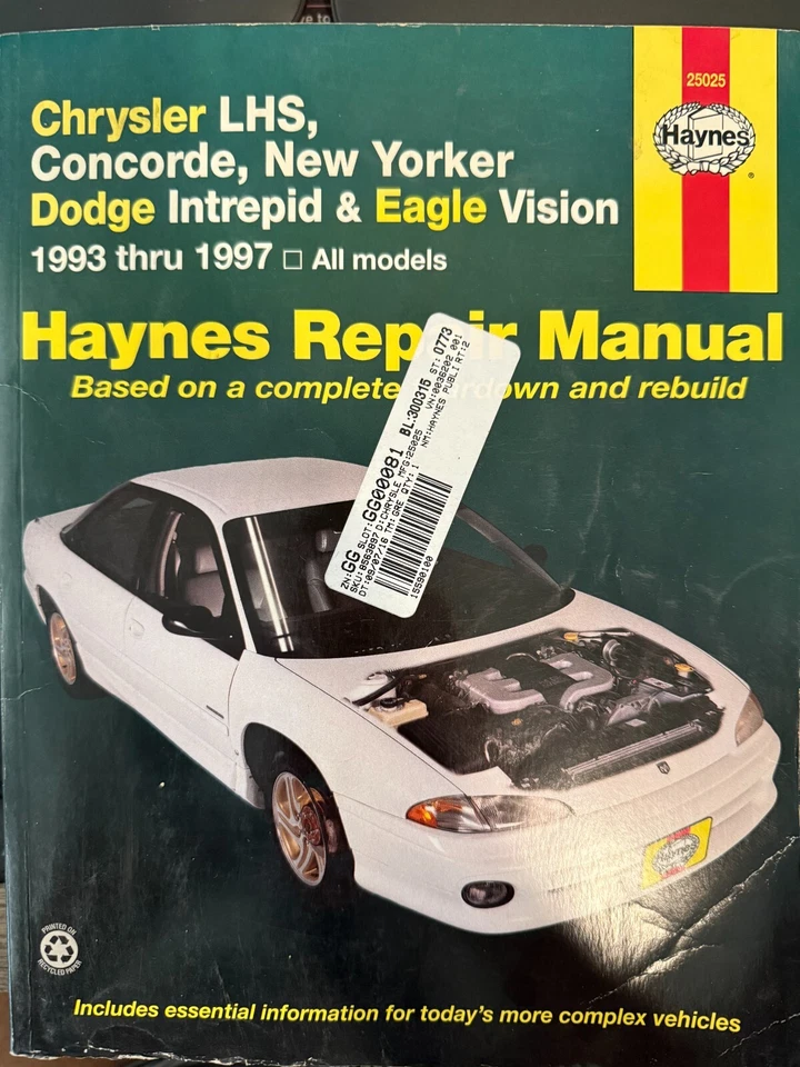 HAYNES Chrysler LHS, Concorde, New Yorker, manual de reparación intrepid 93-97 25025 Foto 1 de 1