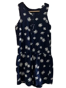 Girls GAP KIDS Navy Blue Short Floral Button Sleeveless Romper Large - Picture 1 of 7