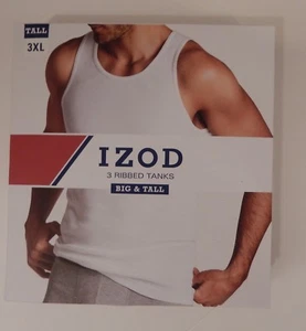 3 GENUINE IZOD MENS 2XL 3XL 4XL COTTON BLEND WHITE TANK TOP SHIRTS UNDERSHIRTS - Picture 1 of 11