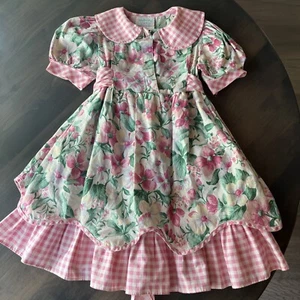 Caitlyn Scott dress floral pink green gingham size 4 Read Description - Picture 1 of 8