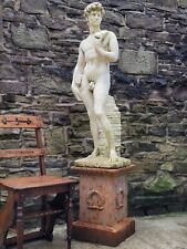Vintage / Antique Painted Cast Stone /  Composition Garden Statue of David