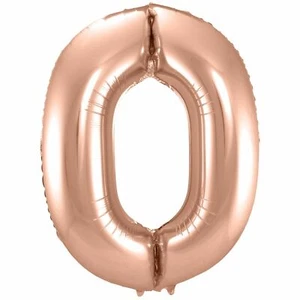 NUMBER 0 ROSE GOLD FOIL BALLOON COLOURFUL METALLIC BIRTHDAY PARTY - Picture 1 of 2