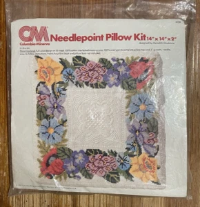 VTG 77 Columbia-Minerva Needlepoint Pillow Kit Meredith Gladstone 1936 PART DONE - Picture 1 of 8