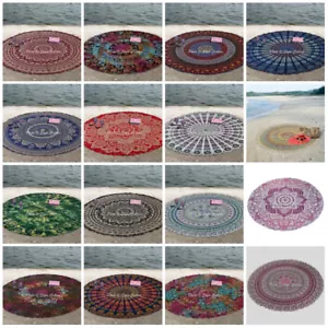 Mandala Bohemian Round Beach Hippie Tapestry Throw Yoga Mat Towel Indian Blanket - Picture 1 of 25