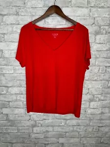 J. Crew Tee Shirt Womens Size XXL 2X Red Linen Blend Stretch V-Neck Luxury NEW - Picture 1 of 11