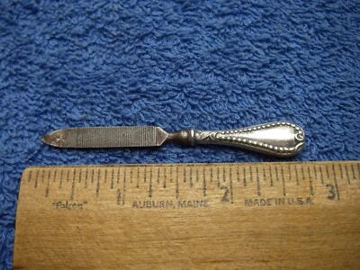 Tiny VICTORIAN Sterling Handle NAIL FILE-Beaded Handle - Image 1 of 3