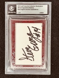 Drew Bledsoe & Steve Grogan 2012 Leaf Masterpiece Cut Signature 1/1 JSA Patriots - Picture 1 of 2